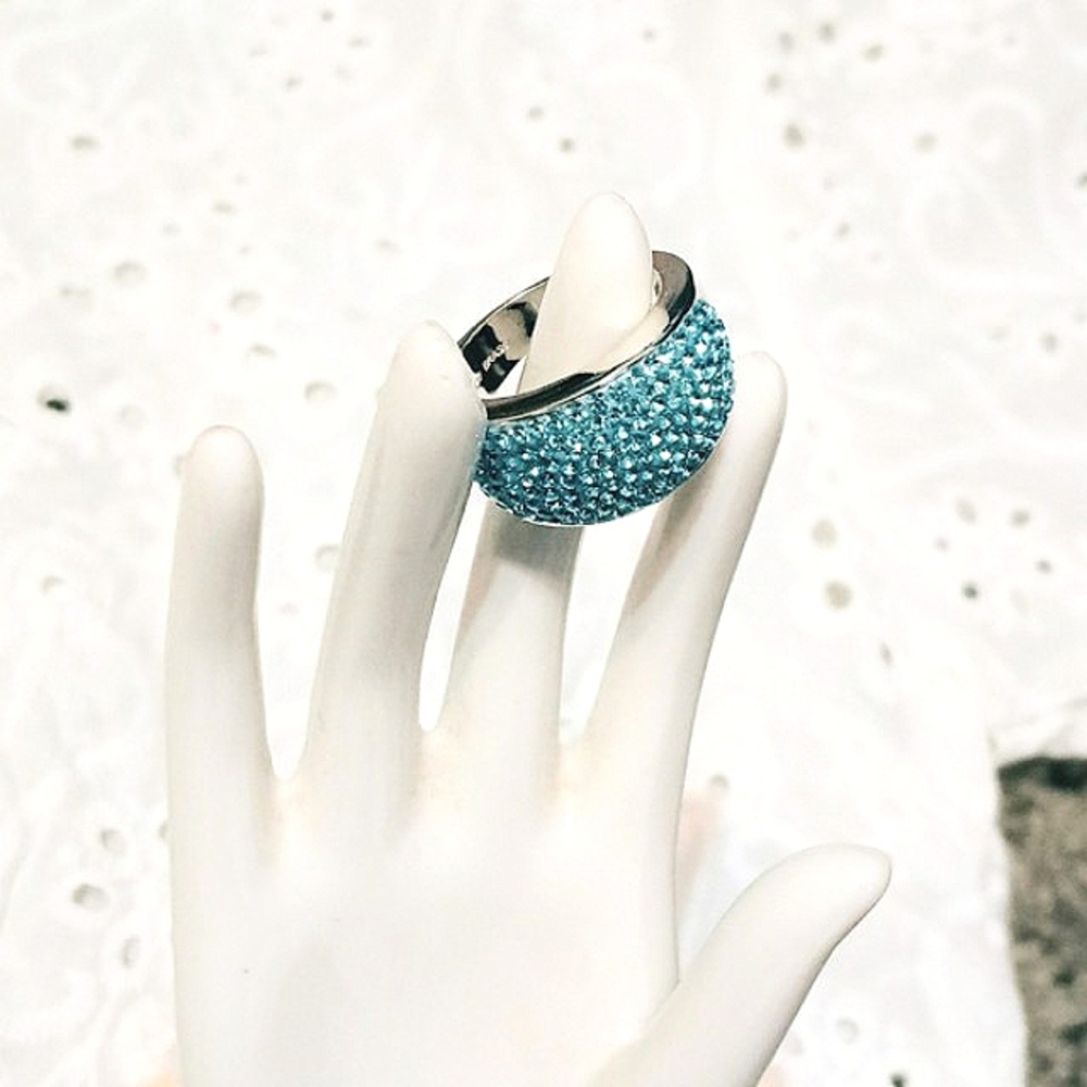 🩵NWOT Silver JCM Brass Stamped Turquoise Stone Bold Ring (6)🩵